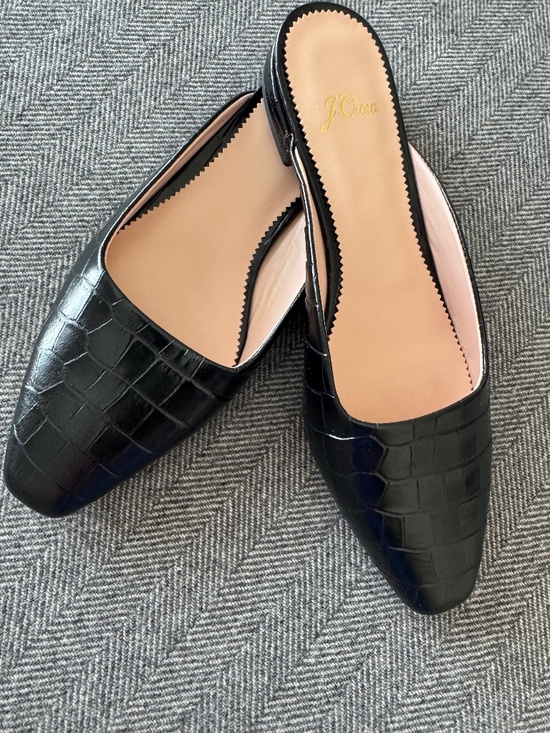J. Crew Shoes - NWT, JCREW, CROC EMBOSSED LEATHER SIMPLE MULE FLAT